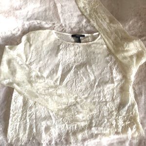 Sheer Floral Lace Crop Top by Forever 21